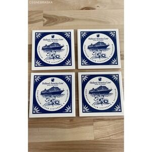 Holland-America Line‎ Blue Set of 4 Tile Coasters - Koningsdam
